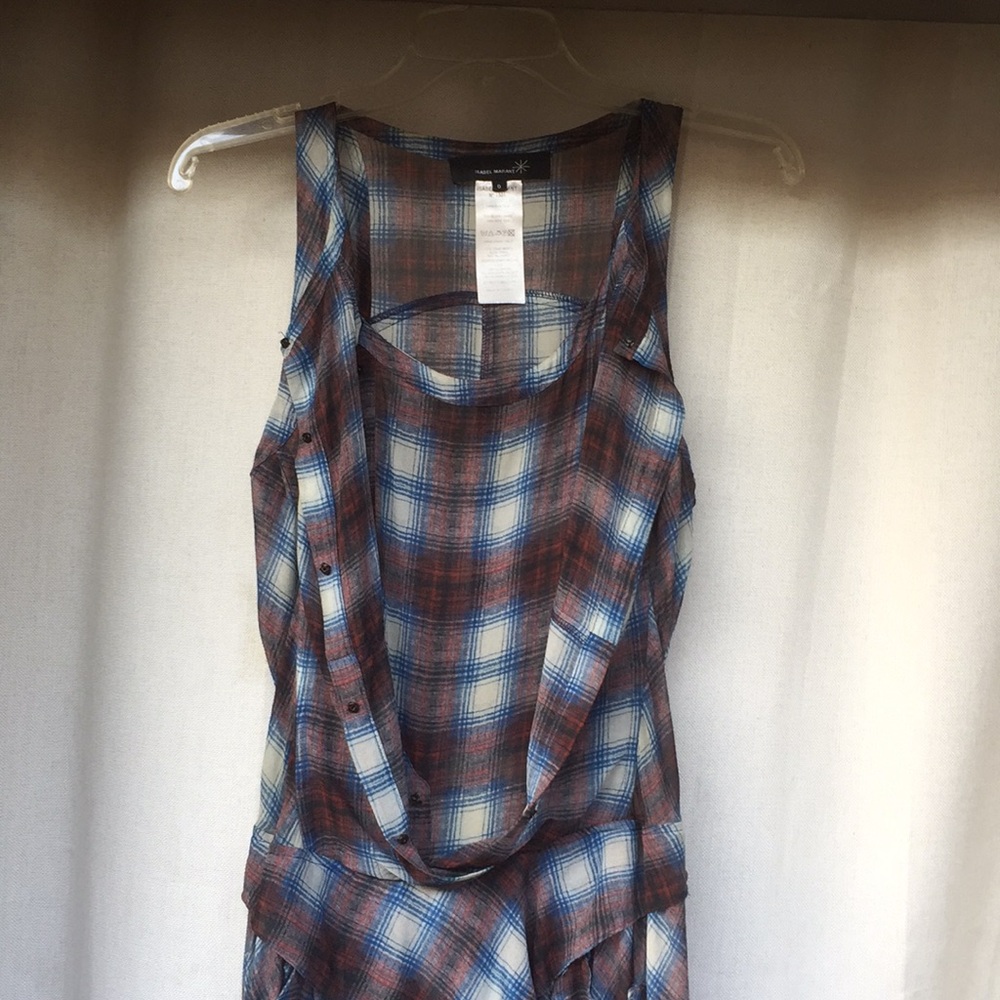 Isabel Marant dress plaid silk sleeveless size 0/2